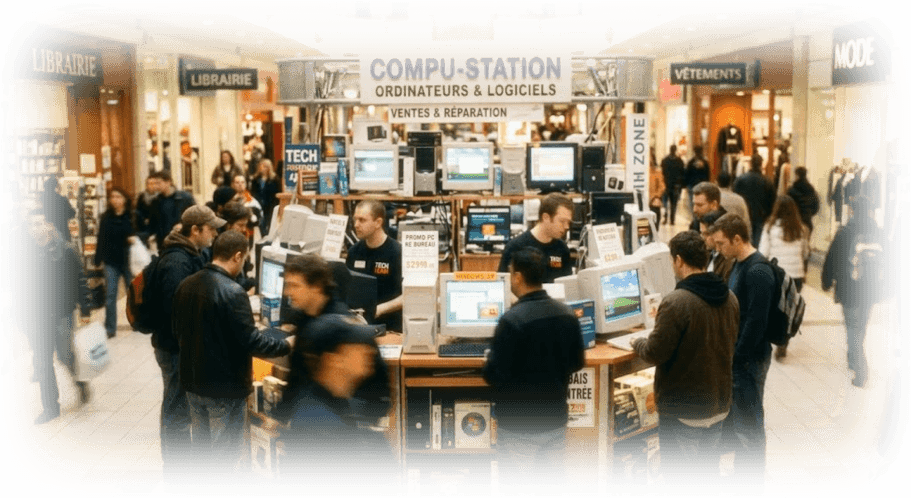 The Compu-Station kiosk in a Quebec shopping mall, early 2000s